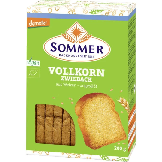 Sommer Demeter Vollkorn-Zwieback 200G 3 Sommer Demeter Vollkorn-Zwieback 200G